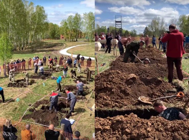 俄罗斯新西伯利亚挖坟墓比赛。