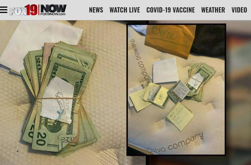 男孩在帮爸爸洗车时意外发现5000美元现金。