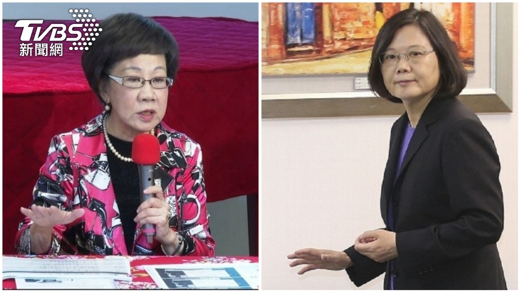 吕秀莲（左）向台湾总统蔡英文喊话，说每个人都要去见阎罗王，“现在疫情这么严重，很替你难过”。