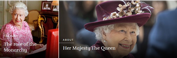 英女王伊丽莎白二世占网页显著位置。