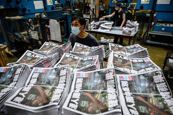 香港《苹果日报》6月24日最后一天出刊。（法新社）