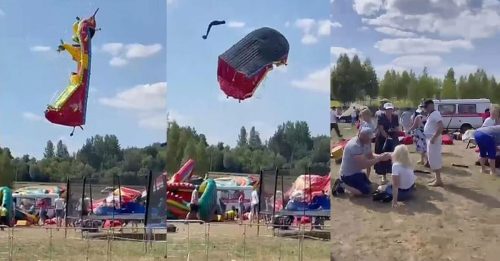 3座充气城堡遭大风吹 飞9公尺高 7人坠地伤