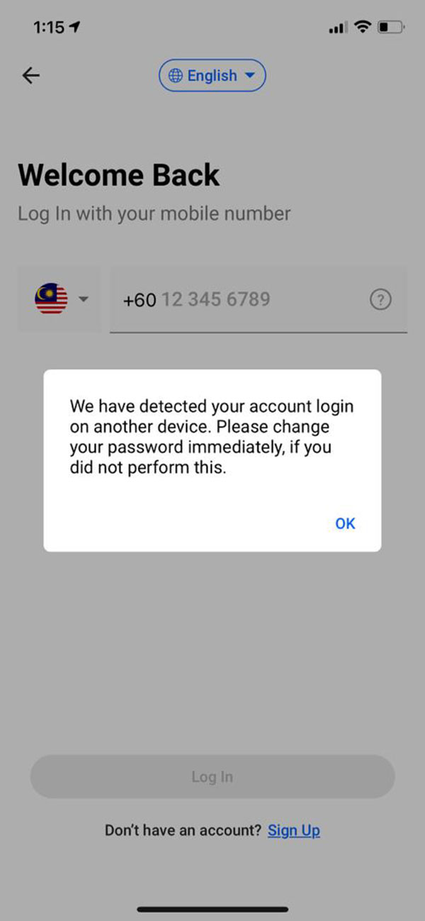 电子钱包一度无法登入，并显示账户在另一手机登入，令许多用户以外遭到盗用。