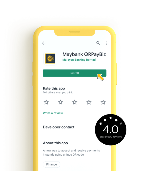 第1：从iPhone Play store或Android App store下载并注册 Maybank QRPayBiz