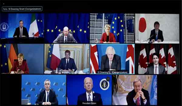 七大工业国组织（G7）领导人24日举行视讯会议。