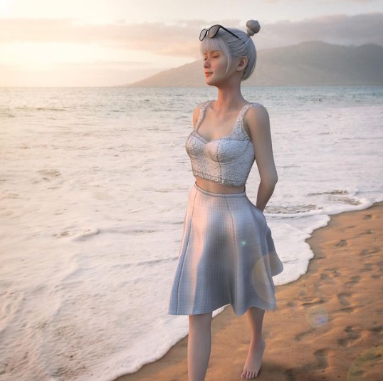 虚拟网红能突破时间、地域和语言等限制,随心所欲出现在全球各个角落,就算MCO,Melodee也能去海边沙滩漫步散心。