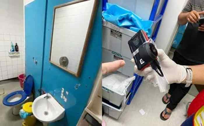 在浴室内找到疑是偷拍的电子设备。（取自面子书专页Info Santai Anak Utara）