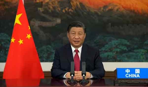 中国国家主席习近平通过预录视频在第76届联合国大会一般性辩论会上致辞。