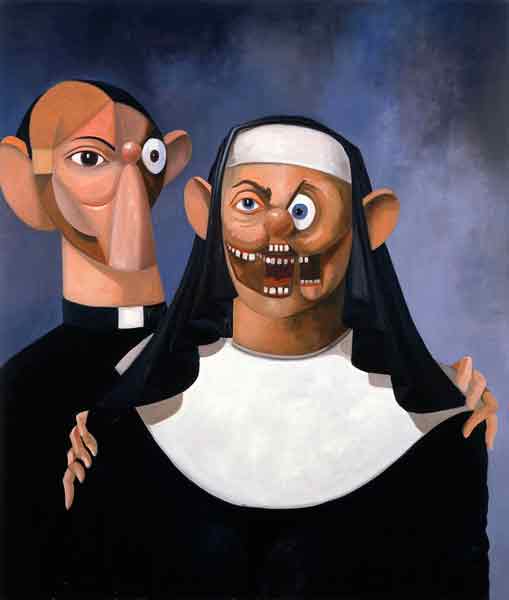 乔治康多的油布画作“修女与神父”拍卖价约1083万令吉。图／佳士得