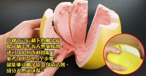 ◤家事百科◢ 简单4步骤 柚子皮变身清洁剂