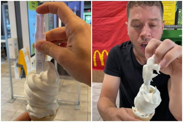 外国网友莉莎把验孕棒插进冰淇淋，想给丈夫一个惊喜。