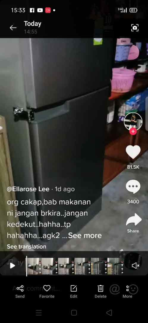 相信是来自波德申的马来女子在抖音账号提到，家中有2个冰箱，一个是属于已去世的母亲，另一个冰箱是继母的。