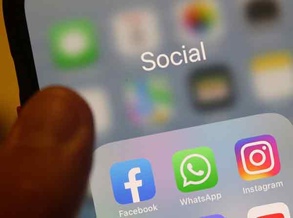 面子书（Facebook）、Instagram和WhatsApp在大马时间周一（4日）晚间11时40分左右大当机，用户无法登入这些平台正常浏览。（欧新社）