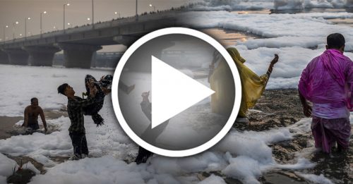 印度圣河冒毒白泡 信徒开心沐浴玩乐