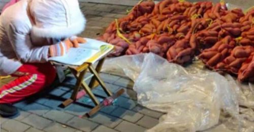 为救2岁白血病妹妹 女童趴凳子写作业 卖红薯