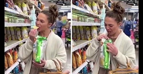 女子在超市拍恶作剧视频   偷尝薯片吐回袋内再放货架