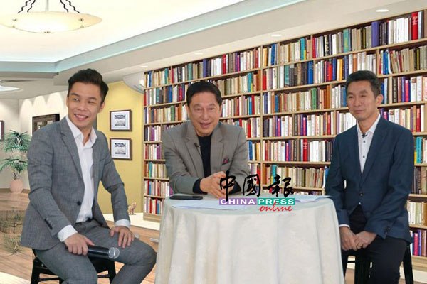 爱FM电台主持人JC劲程（左起）、陈德鸿与龚铭恩在提及精英大学创建的心路历程时侃侃而谈。