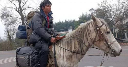 “独行侠”骑马回重庆过年 半年骑4400公里