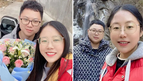 陕西女孩赵晓青和男友赵飞的亲密合照。 