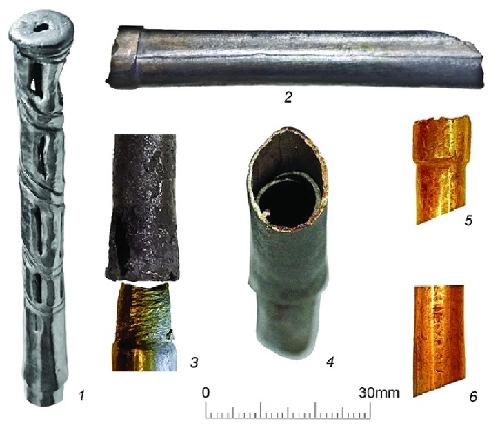 北高加索古墓出土的部分金属吸管。