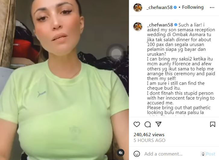旺师傅再次于2月21日在Instagram展开炮火，大力捍卫自己的说辞，并谴责茜京，是个骗子及戏精。