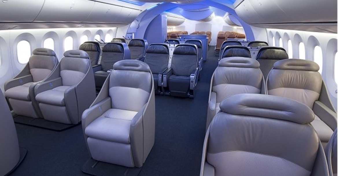 波音787型客机内部座位。
