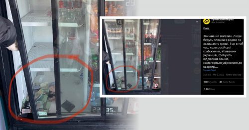 ◤俄乌开战◢ 超市老板逃难去 民众拿饮料把钱放冰箱