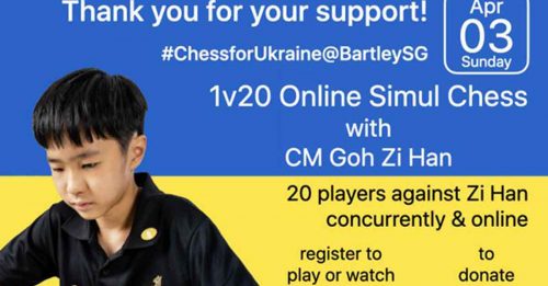少年心系大师 教象棋为乌克兰募款