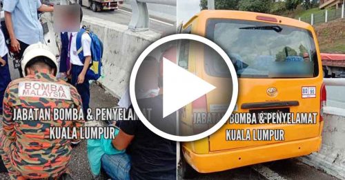 校车失控撞石墩 3小学生受伤 鲜血染红白校服