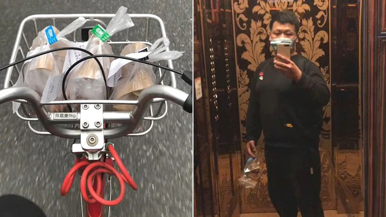 孟伟租脚踏车送餐。