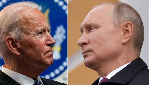 美国总统拜登（左）曾公开指俄罗斯总统普汀是"战犯"、"屠夫"，加剧两国关系恶化。