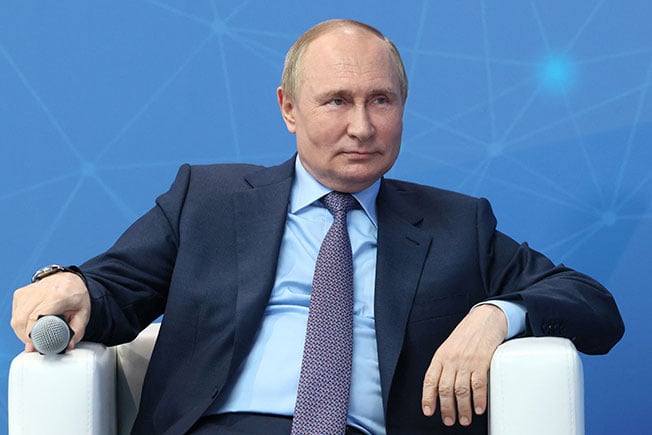 俄罗斯总统普汀9日在莫斯科向企业家发言（法新社）