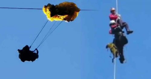 挂100公尺电缆10多小时  女滑翔伞爱好者被救