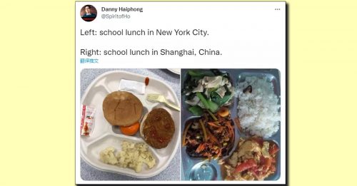 上海学校午餐 大胜美国纽约