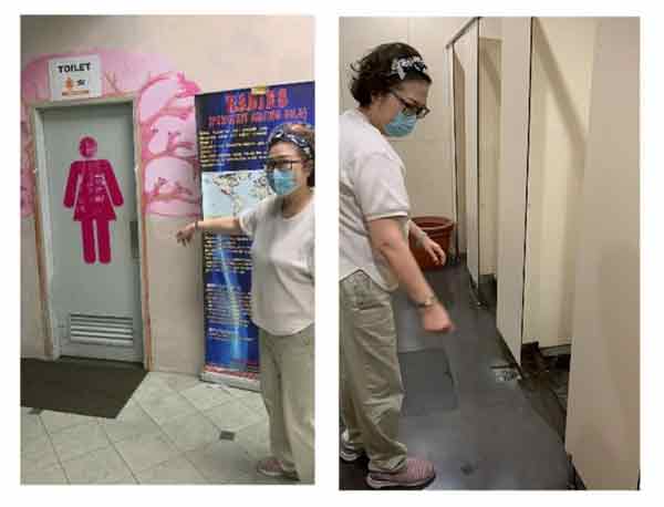 刘静芝不满沙巴机场公厕的卫生。
