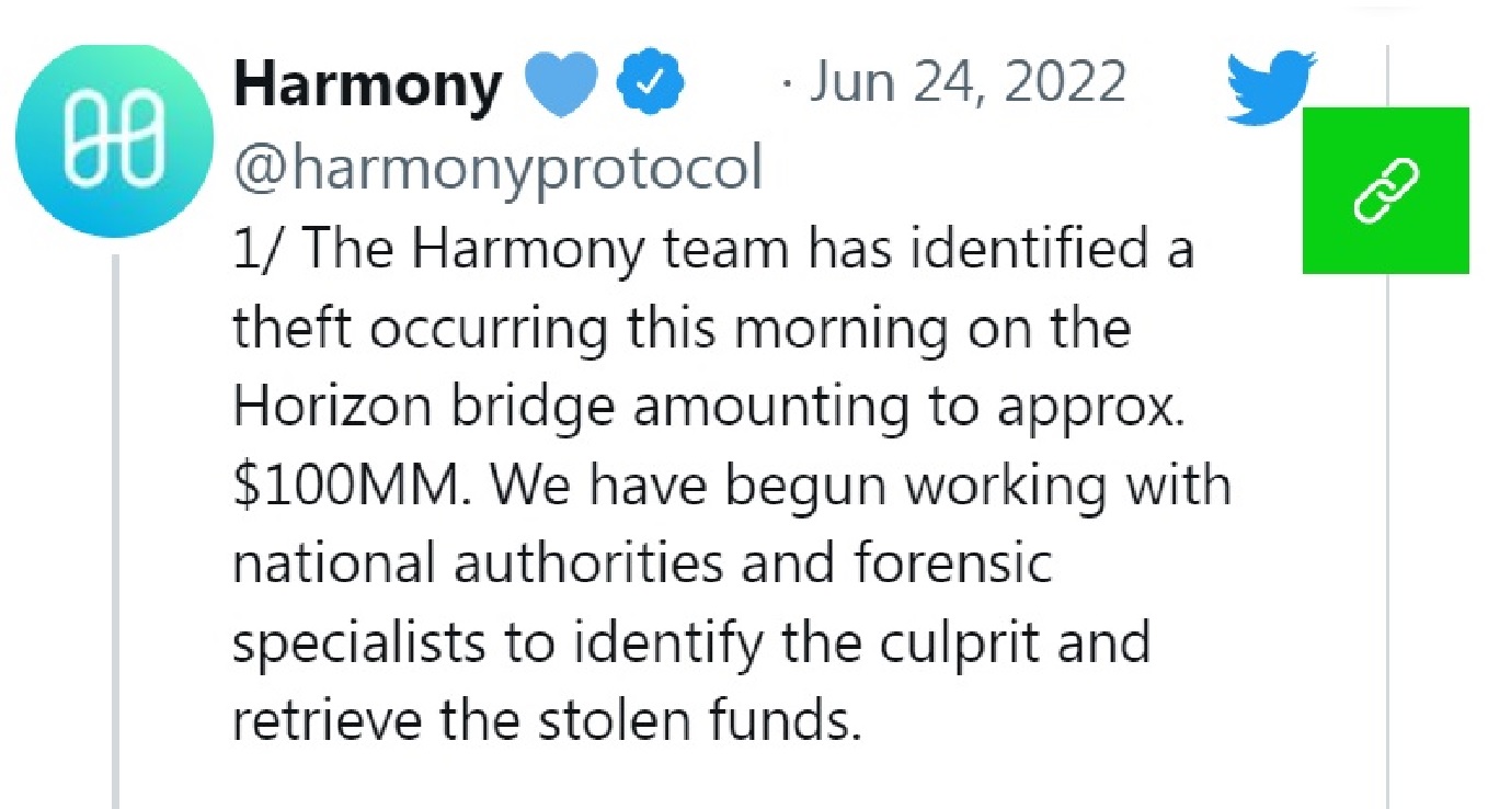 Harmony于24日发的推文。