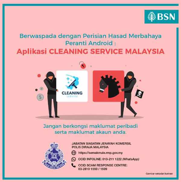 国民储蓄银行促请民众对“Cleaningservice Malaysia”应用程式保持警惕。