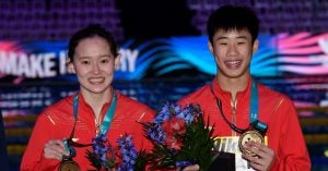 ◤世界游泳锦标赛◢中国第10金   段宇任茜混双10公尺台登顶