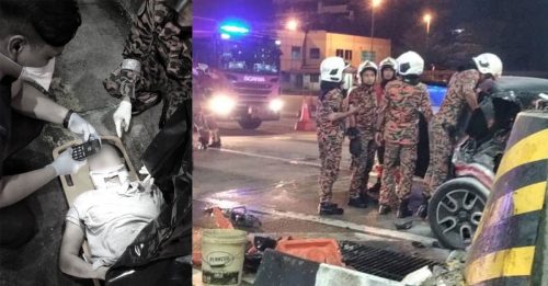 撞收费站石墩 华男夹毙车内