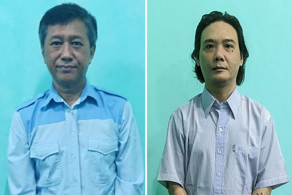 缅甸处决4名民主派人士，包括觉敏友（左）与朴泽亚陶（右）。（法新社）