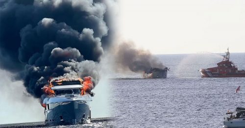 造价1亿超级游艇起火 16人全获救