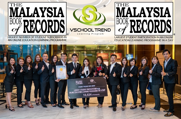 VKids Trend以1天多达1万524名学生通过网络学习，被列入《马来西亚纪录大全》。