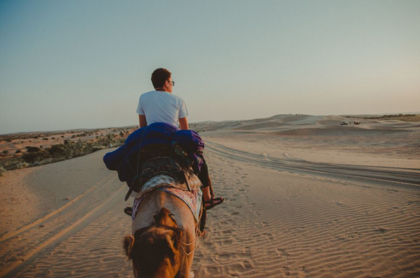 骑骆驼进沙漠。