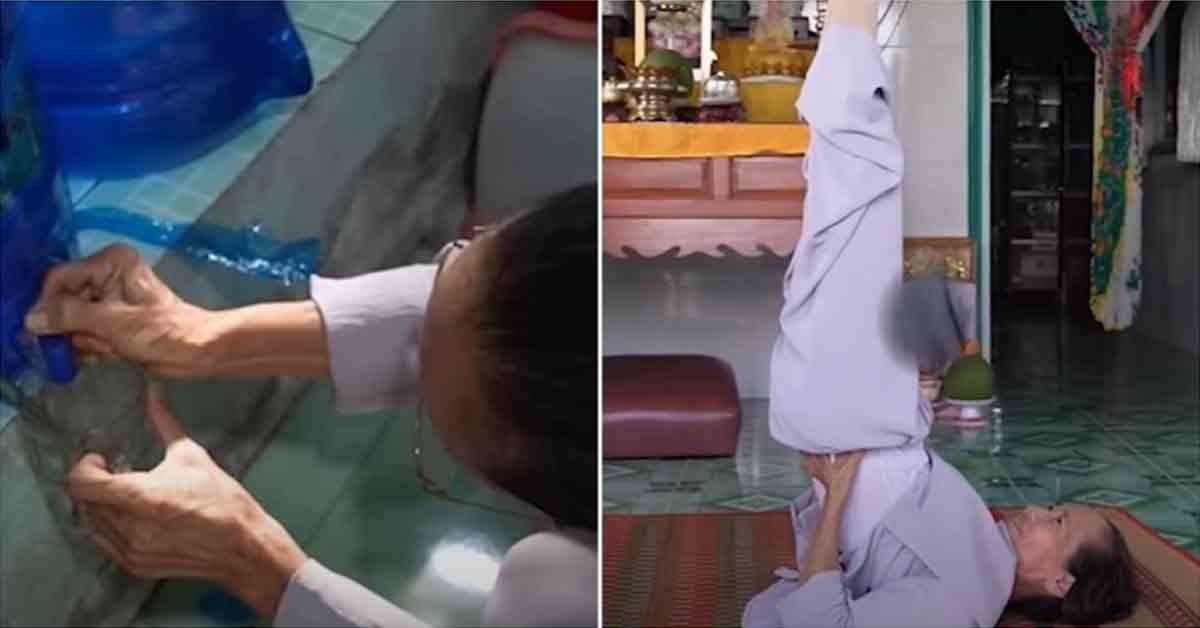 越南女子阮诗浓每天不吃饭只喝水，勤做瑜伽。