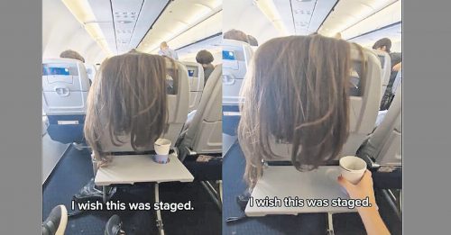 搭机惊见“长发瀑布” 女乘客超无奈