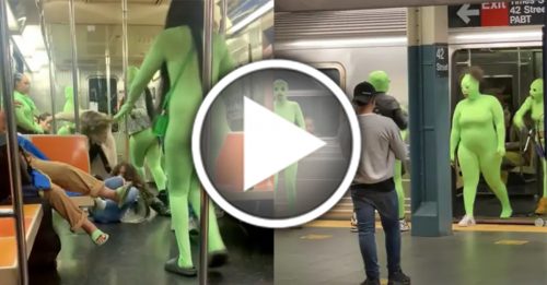 纽约地铁惊现绿恶魔集团 萤光绿紧身衣4人抢2乘客
