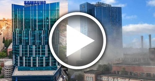 ◤俄乌开战◢ 三星驻乌克兰总部也被炸毁 浓烟吞噬大楼