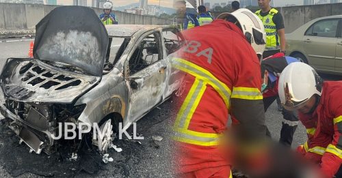 隆布大道恐怖车祸 轿车起火 女司机惨被烧死
