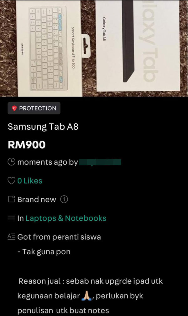 PerantiSiswa, 大专生上网设备计划, 三星Tab A8平板电脑, Samsung Galaxy Tab A8, iPad,