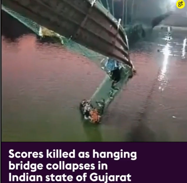 印度,吊桥,塌下